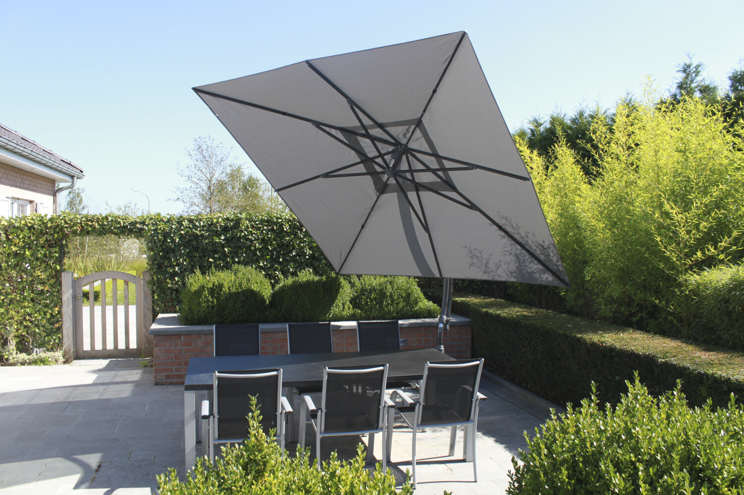 Easy Sun parasol 320 vierkant olefin titanium - easy sun online shop - 0 - 1 - 2