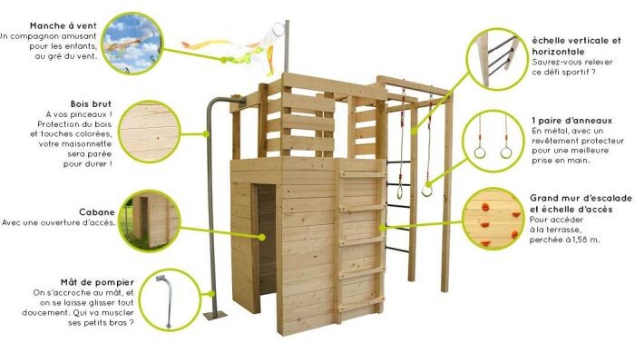 Houten speelhuis Cross Fit - Uitgebreid aanbod speeltoestellen - 0 - 1 - 2 - 3 - 4 - 5