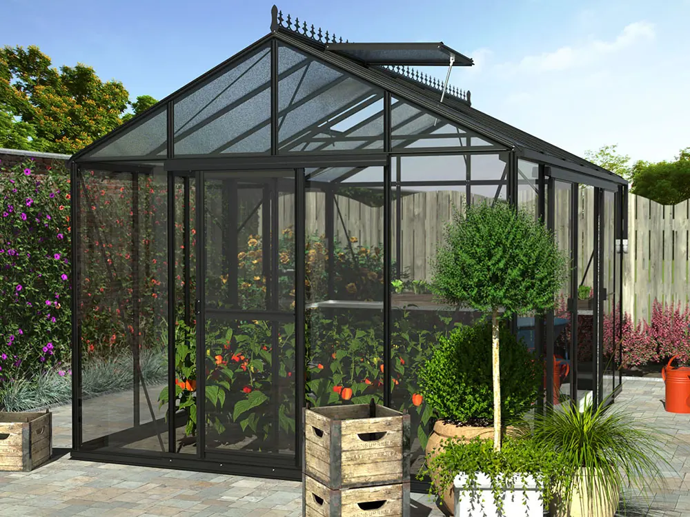 Acheter une serre Flexi 4,5 m - Acheter une serre de jardin en aluminium noir-1